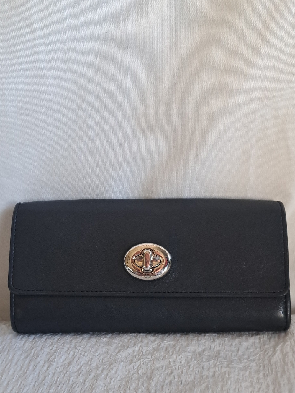 Black Coach Turn-Lock Wallet Clutch